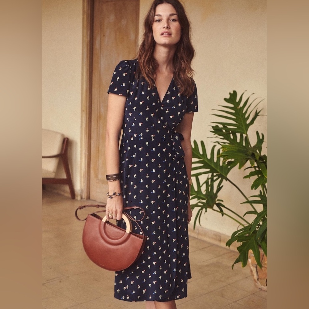 Sezane Amber Dress - Meadow Print Navy